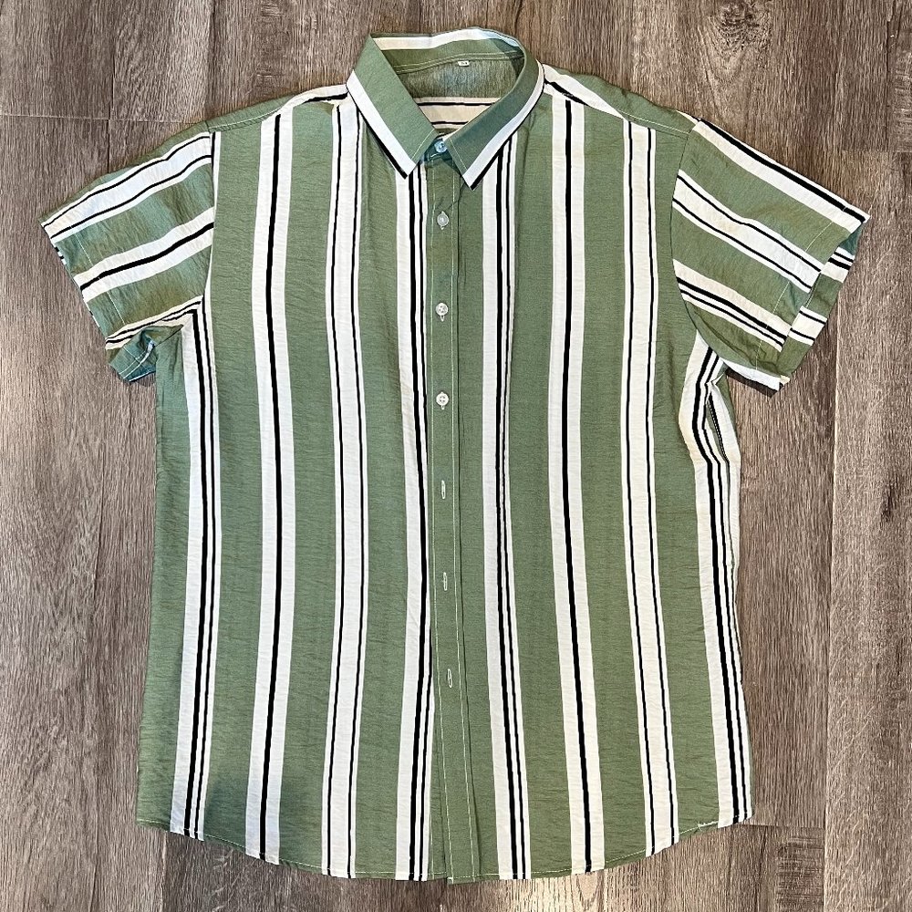 ASOS - Green Striped Short-Sleeve Shirt